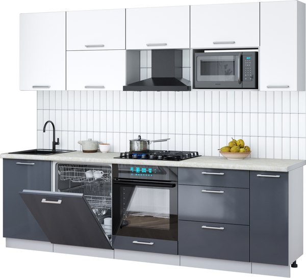 Кухонный гарнитур Интерлиния Мила Gloss 2.6-ПМ2 - фото