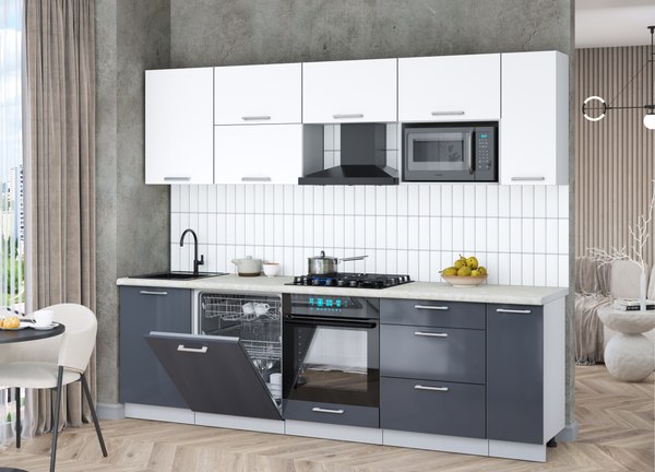 Кухонный гарнитур Интерлиния Мила Gloss 2.6-ПМ2