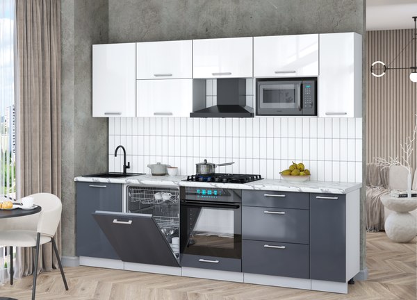 Кухонный гарнитур Интерлиния Мила Gloss 2.6-ПМ2