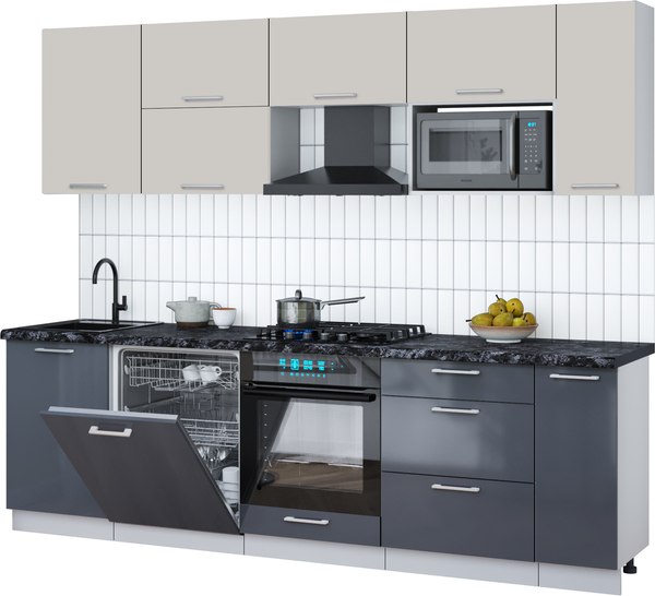 Кухонный гарнитур Интерлиния Мила Gloss 2.6-ПМ2 - фото