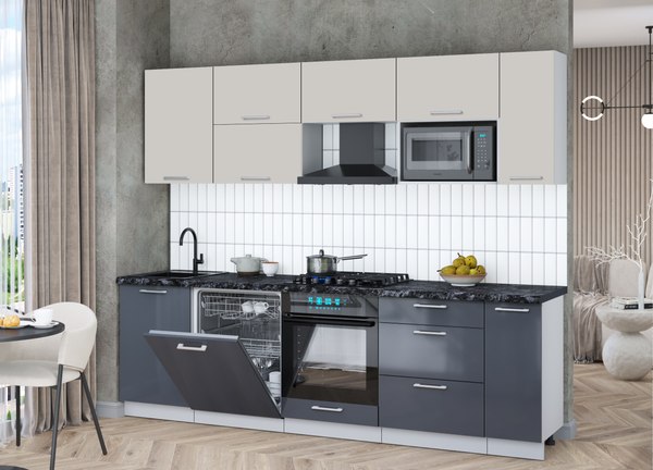 Кухонный гарнитур Интерлиния Мила Gloss 2.6-ПМ2