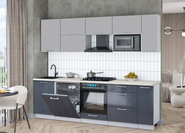 Кухонный гарнитур Интерлиния Мила Gloss 2.6-ПМ2