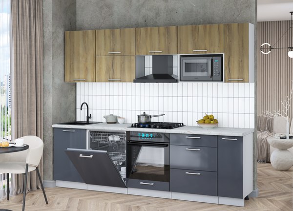 Кухонный гарнитур Интерлиния Мила Gloss 2.6-ПМ2