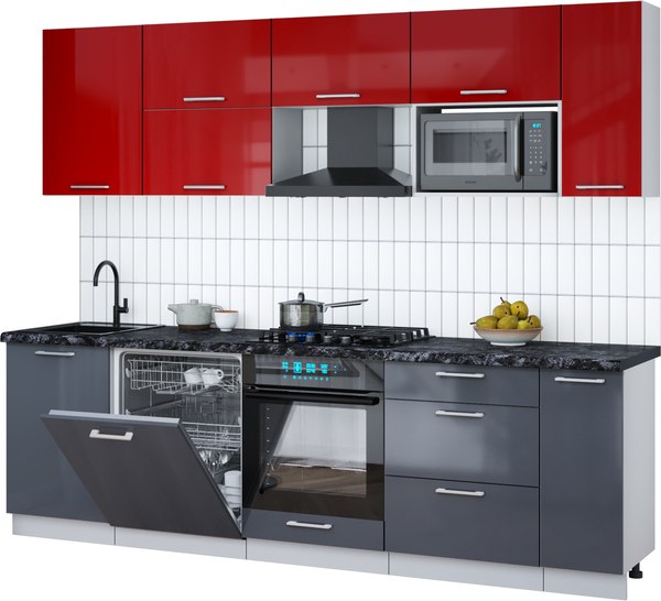 Кухонный гарнитур Интерлиния Мила Gloss 2.6-ПМ2 - фото