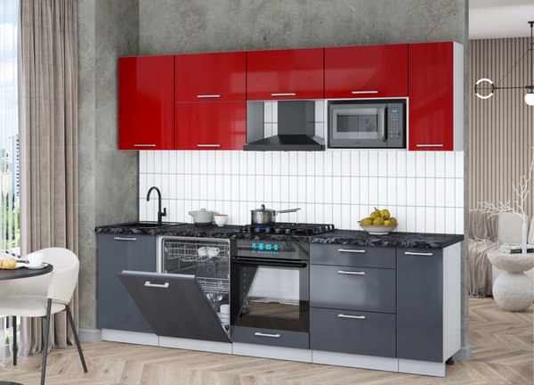 Кухонный гарнитур Интерлиния Мила Gloss 2.6-ПМ2