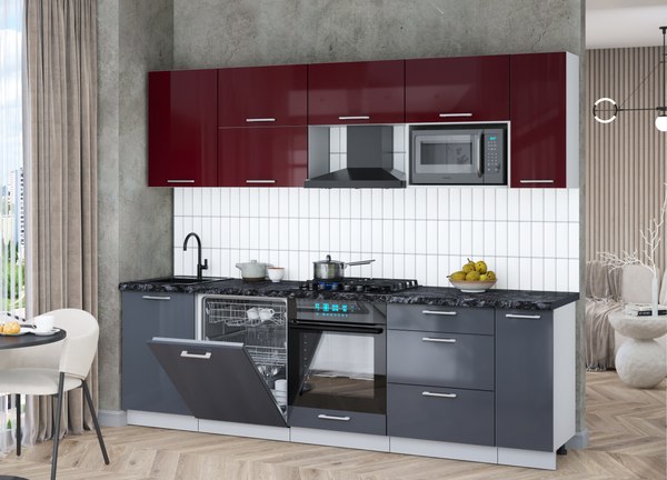 Кухонный гарнитур Интерлиния Мила Gloss 2.6-ПМ2