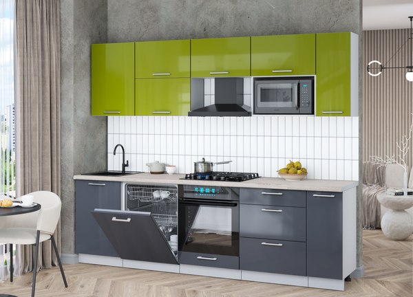 Кухонный гарнитур Интерлиния Мила Gloss 2.6-ПМ2