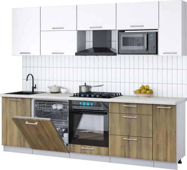 Кухонный гарнитур Интерлиния Мила Gloss 2.6-ПМ2 - фото