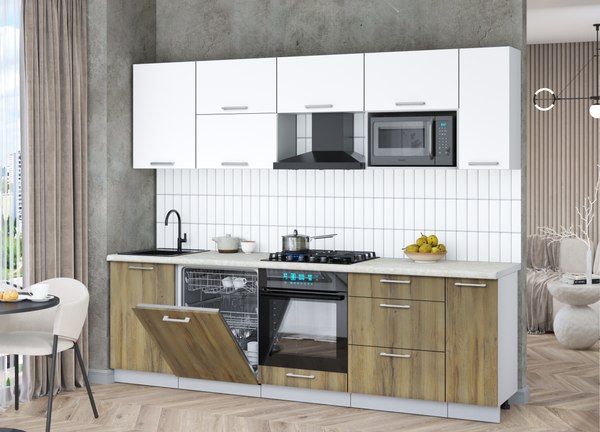 Кухонный гарнитур Интерлиния Мила Gloss 2.6-ПМ2