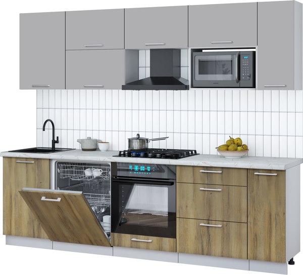 Кухонный гарнитур Интерлиния Мила Gloss 2.6-ПМ2 - фото