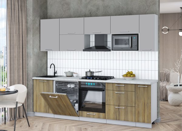 Кухонный гарнитур Интерлиния Мила Gloss 2.6-ПМ2