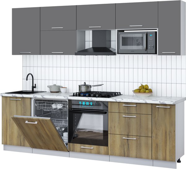 Кухонный гарнитур Интерлиния Мила Gloss 2.6-ПМ2 - фото