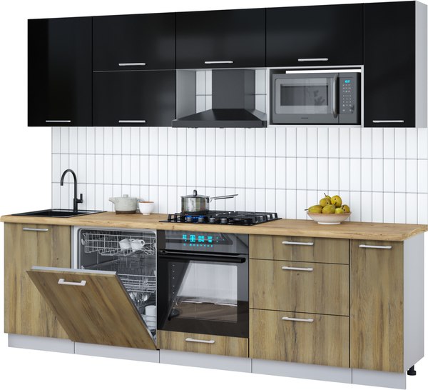 Кухонный гарнитур Интерлиния Мила Gloss 2.6-ПМ2 - фото