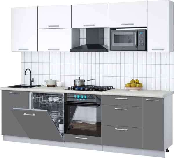 Кухонный гарнитур Интерлиния Мила Gloss 2.6-ПМ2 - фото