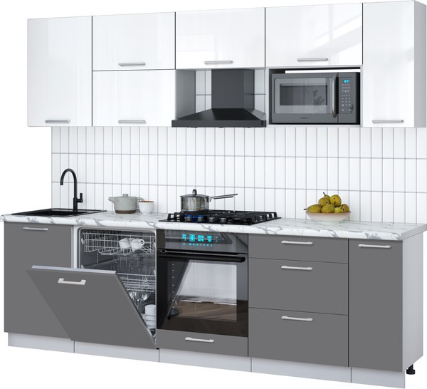 Кухонный гарнитур Интерлиния Мила Gloss 2.6-ПМ2 - фото
