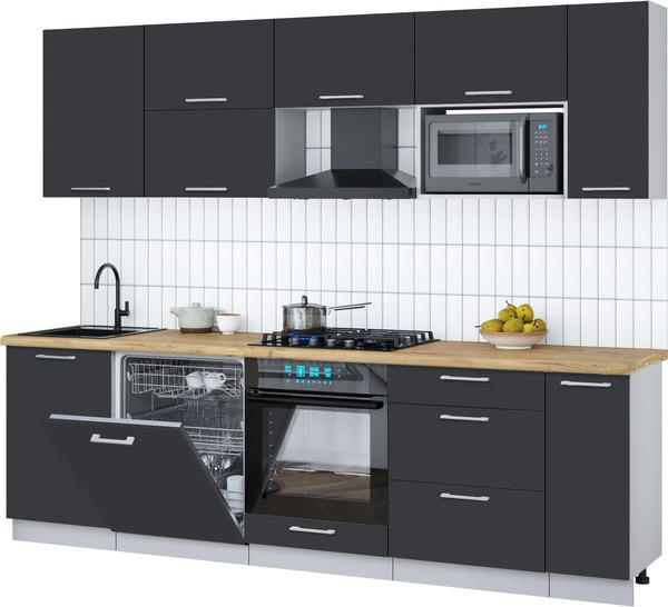 Кухонный гарнитур Интерлиния Мила Gloss 2.6-ПМ2 - фото