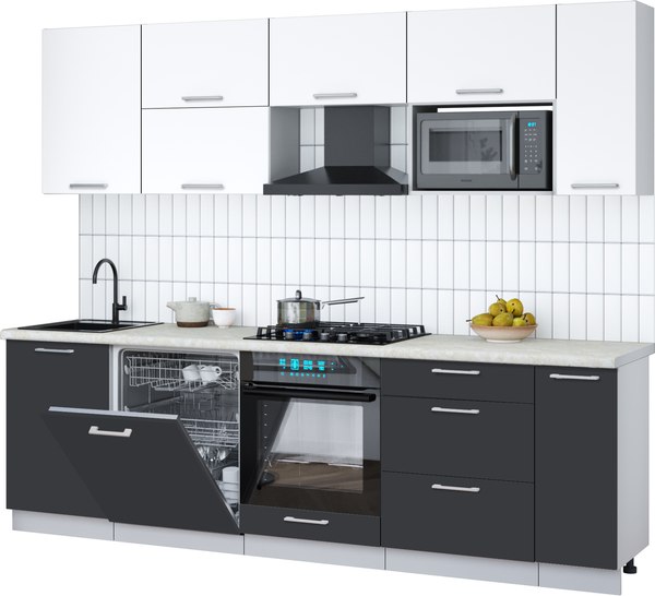 Кухонный гарнитур Интерлиния Мила Gloss 2.6-ПМ2 - фото