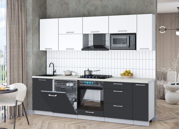 Кухонный гарнитур Интерлиния Мила Gloss 2.6-ПМ2