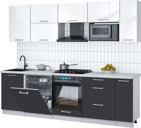 Кухонный гарнитур Интерлиния Мила Gloss 2.6-ПМ2 - фото