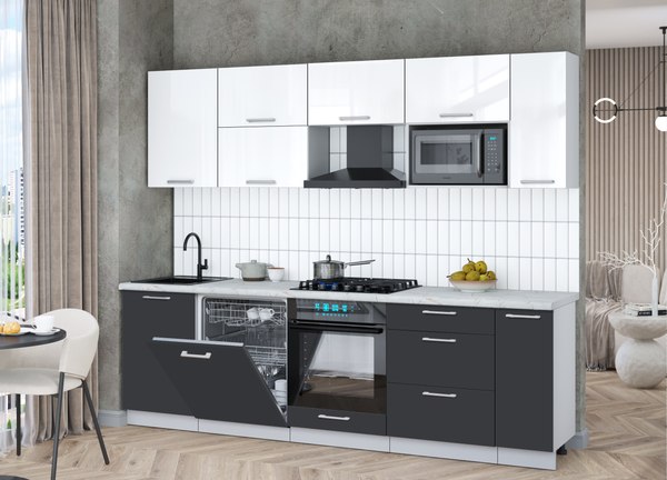 Кухонный гарнитур Интерлиния Мила Gloss 2.6-ПМ2