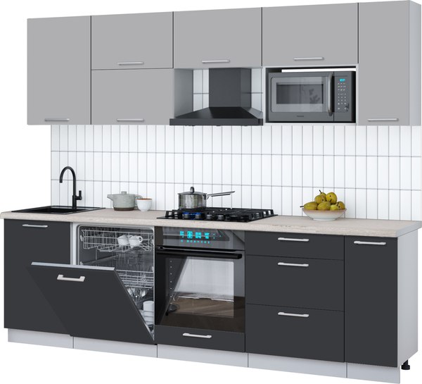 Кухонный гарнитур Интерлиния Мила Gloss 2.6-ПМ2 - фото