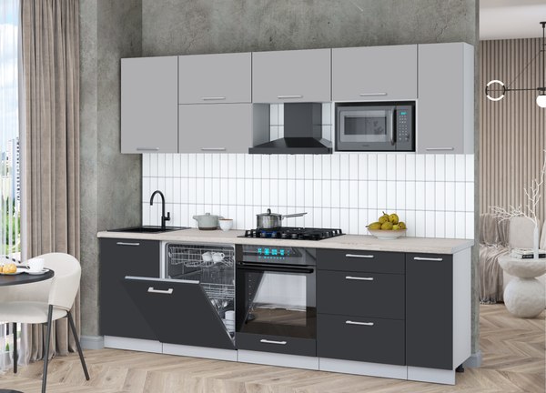 Кухонный гарнитур Интерлиния Мила Gloss 2.6-ПМ2