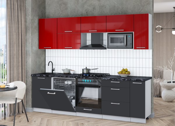 Кухонный гарнитур Интерлиния Мила Gloss 2.6-ПМ2