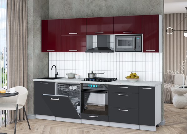 Кухонный гарнитур Интерлиния Мила Gloss 2.6-ПМ2