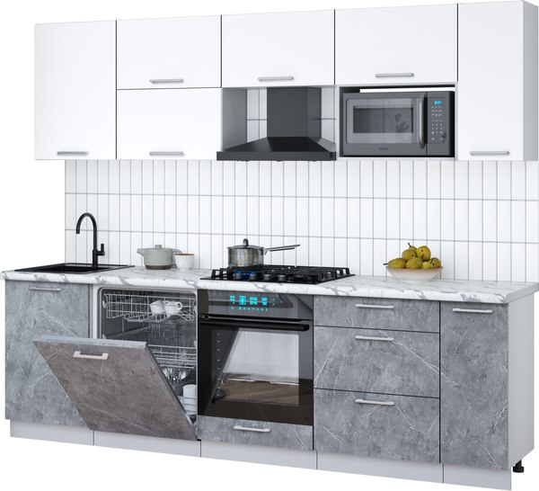 Кухонный гарнитур Интерлиния Мила Gloss 2.6-ПМ2 - фото