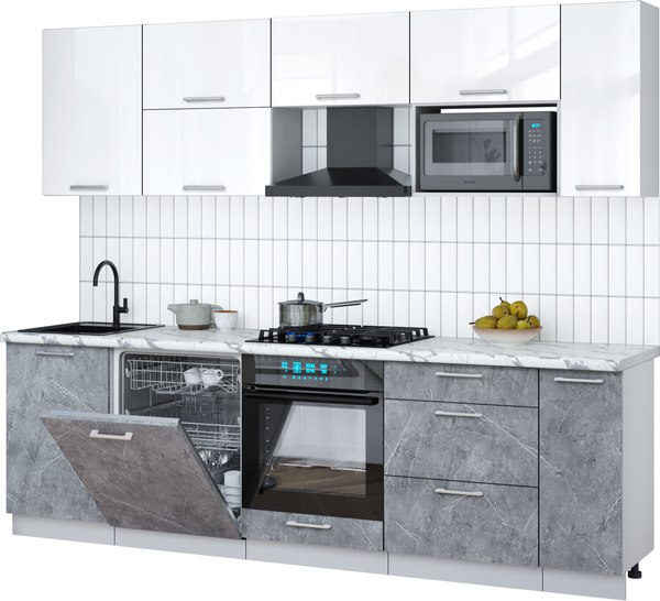 Кухонный гарнитур Интерлиния Мила Gloss 2.6-ПМ2 - фото
