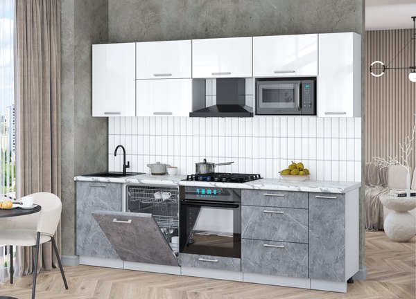 Кухонный гарнитур Интерлиния Мила Gloss 2.6-ПМ2