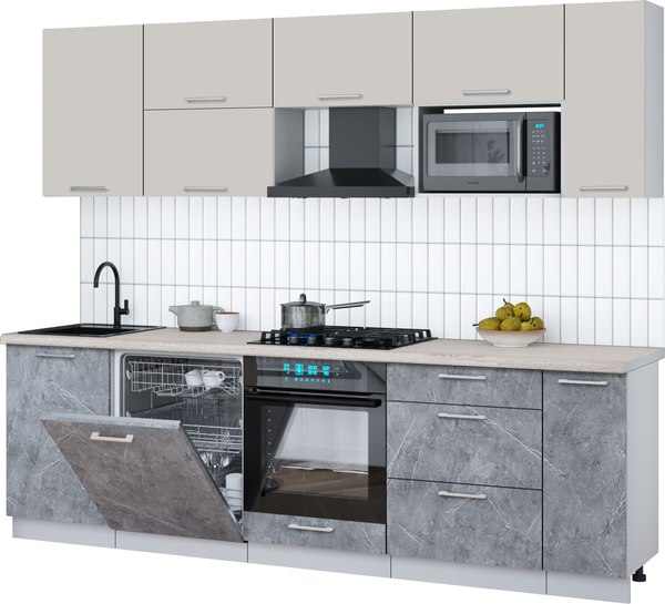 Кухонный гарнитур Интерлиния Мила Gloss 2.6-ПМ2 - фото