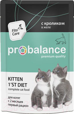 Влажный корм для кошек ProBalance Kitten 1'st Diet c кроликом в желе - фото