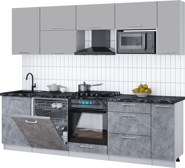 Кухонный гарнитур Интерлиния Мила Gloss 2.6-ПМ2 - фото