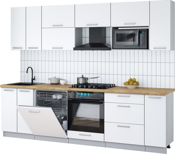 Кухонный гарнитур Интерлиния Мила Gloss 2.7-ПМ2 - фото