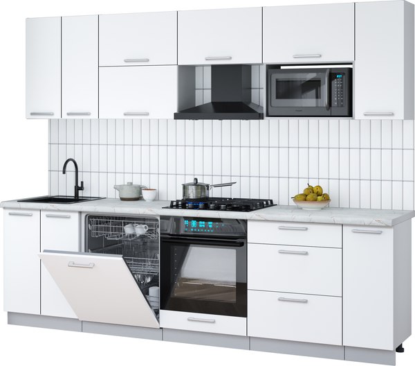 Кухонный гарнитур Интерлиния Мила Gloss 2.7-ПМ2 - фото