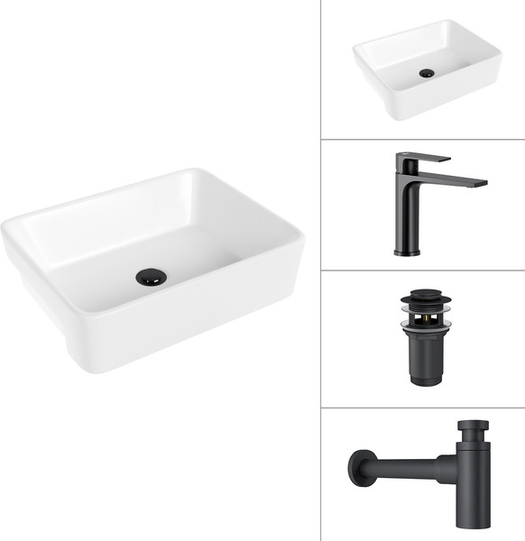 Умывальник со смесителем Lauter 21675 + Reef 21CK678BS + сифон 21635B + донный клапан 21190B - фото