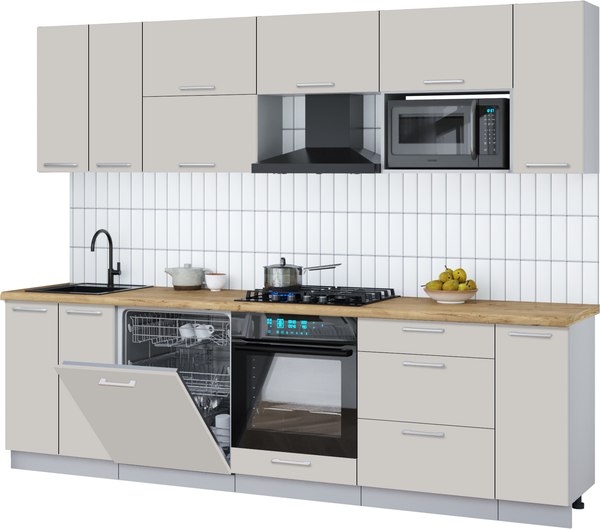 Кухонный гарнитур Интерлиния Мила Gloss 2.7-ПМ2 - фото