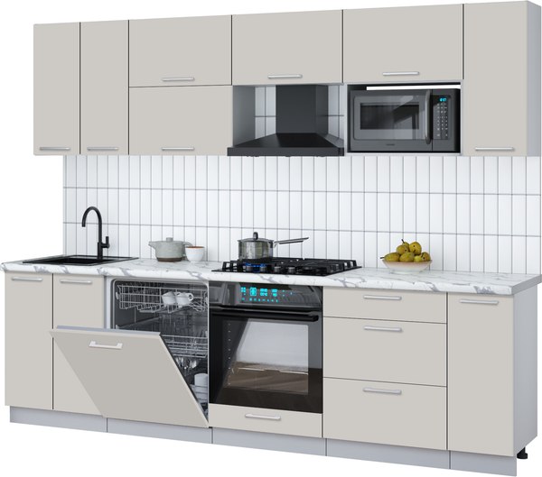 Кухонный гарнитур Интерлиния Мила Gloss 2.7-ПМ2 - фото