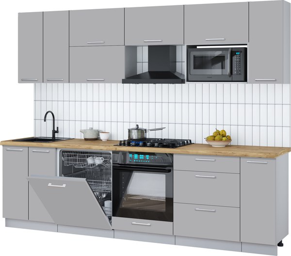 Кухонный гарнитур Интерлиния Мила Gloss 2.7-ПМ2 - фото