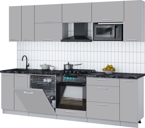 Кухонный гарнитур Интерлиния Мила Gloss 2.7-ПМ2 - фото