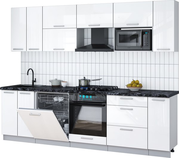 Кухонный гарнитур Интерлиния Мила Gloss 2.7-ПМ2 - фото