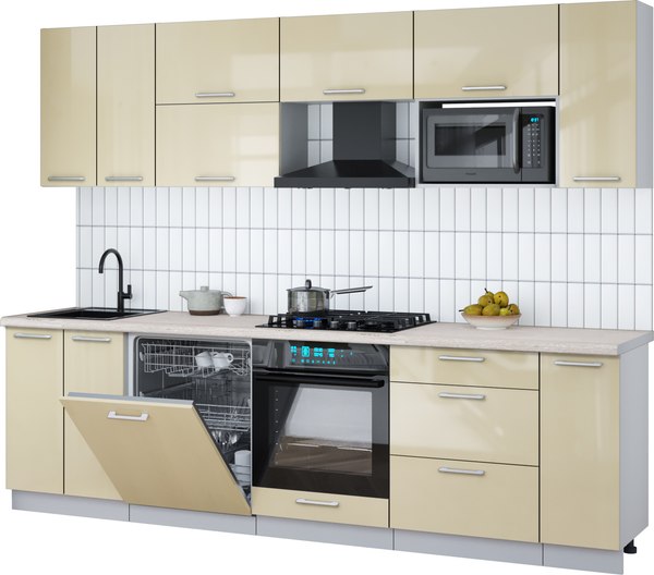 Кухонный гарнитур Интерлиния Мила Gloss 2.7-ПМ2 - фото