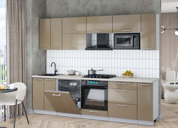 Кухонный гарнитур Интерлиния Мила Gloss 2.7-ПМ2