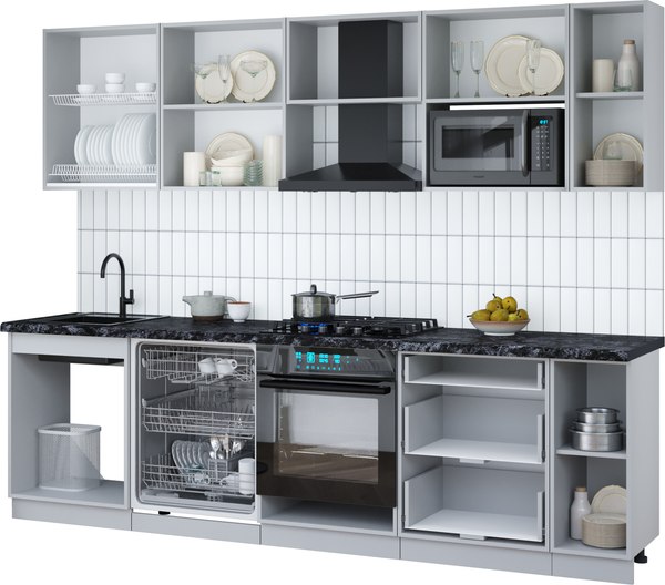 Кухонный гарнитур Интерлиния Мила Gloss 2.7-ПМ2