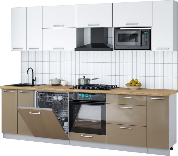 Кухонный гарнитур Интерлиния Мила Gloss 2.7-ПМ2 - фото