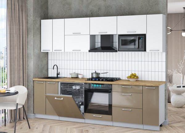 Кухонный гарнитур Интерлиния Мила Gloss 2.7-ПМ2