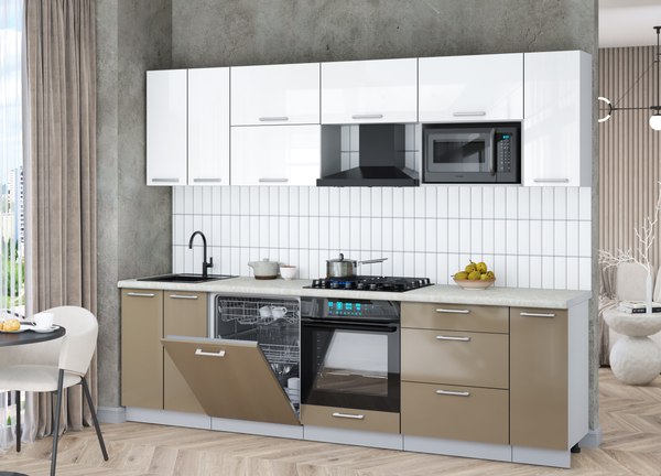 Кухонный гарнитур Интерлиния Мила Gloss 2.7-ПМ2