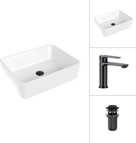 Умывальник со смесителем Lauter 21675 + Moon 21СК691BS с донным клапаном 21190B - фото