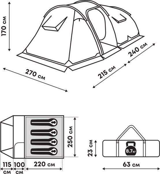 Палатка RSP Outdoor Wild 4 / T-WIL-4-GN (зеленый)
